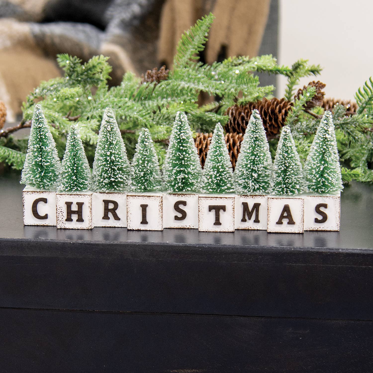 Col House Designs - Wholesale Christmas Decoration - Winter Sparkle Forest Christmas Block Sitter1