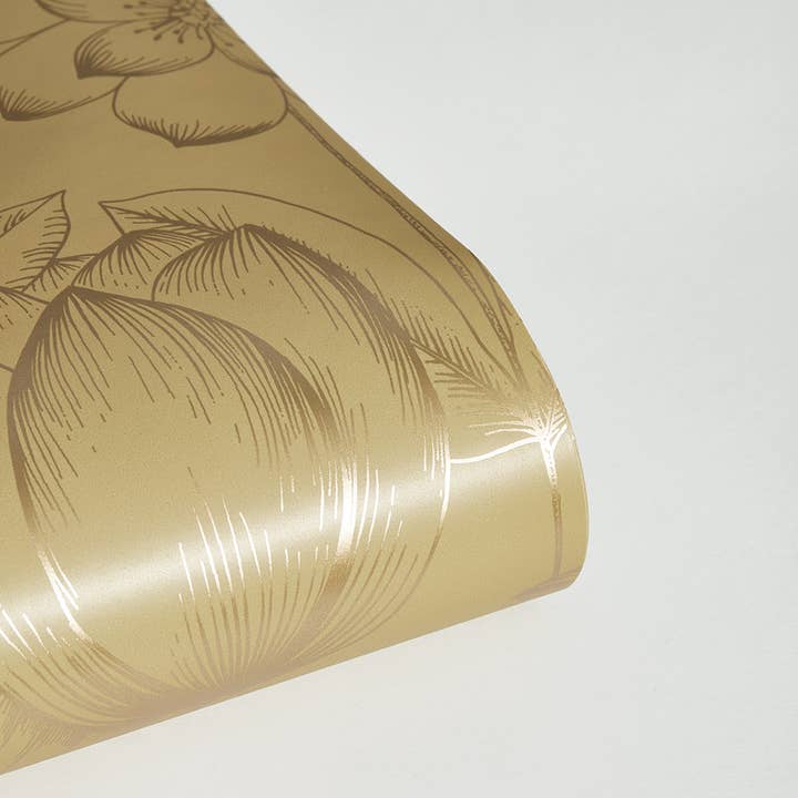 Tempaper & Co ® - Vente Papier peint - Papier peint à décoller et à coller Homestead Floral Gold, 28 pieds carrés6