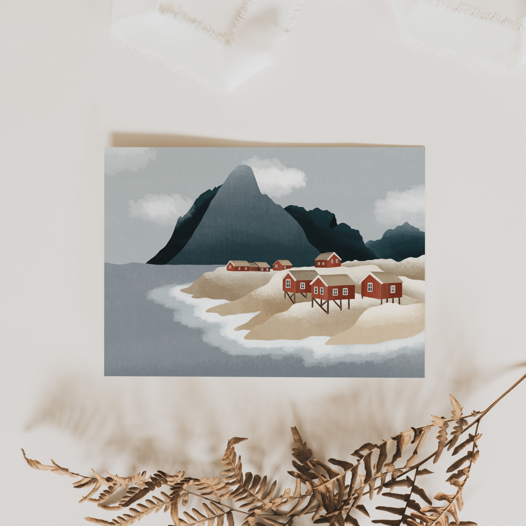 Tilda&Theo - Wholesale Birthday Card - Postcard Norway Lofoten - Houses Map Travel Fjords4