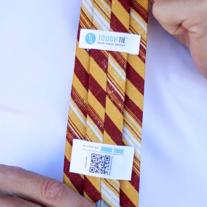 Tough Apparel - Wholesale Necktie - Men's - Spark - Burgundy Gold Striped Tie