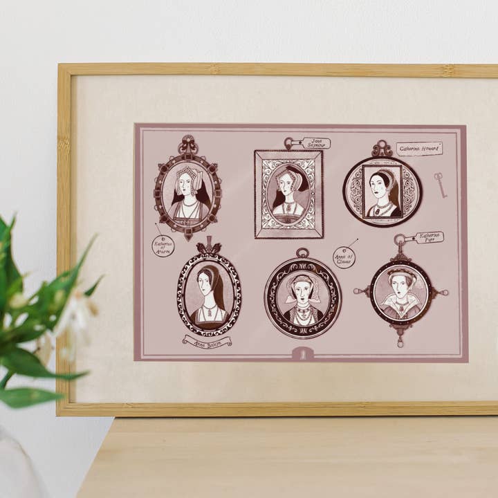 Six Wives of Henry VIII Print for wholesale by Laura Crow Illustration