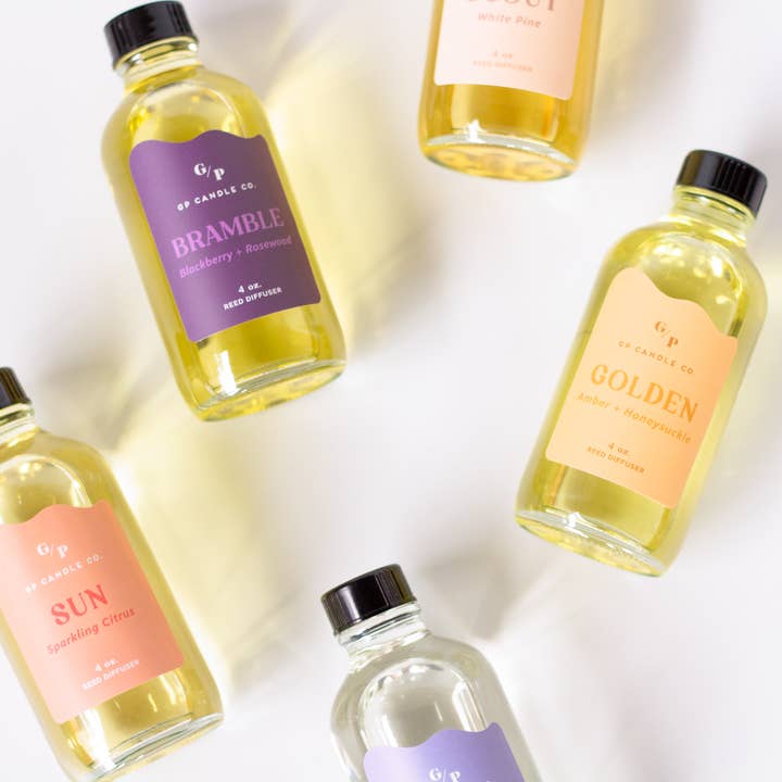 GP Candle Co. - Wholesale Reed Diffuser - Golden 4 oz. Hue Reed Diffuser (Amber + Honeysuckle)2