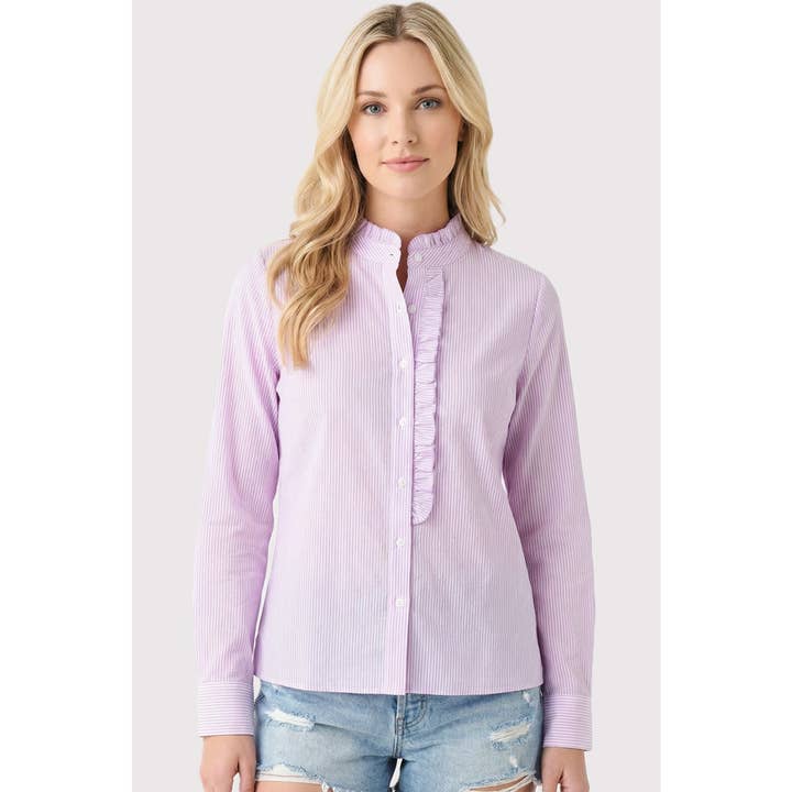 FRILL NECK PINSTRIPED SHIRT for wholesale by STACCATO