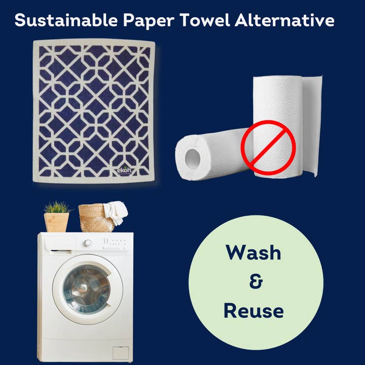 EKOH - Wholesale Dishcloth - Swedish Dishcloths: Geometric Reusable Absorbent Towels 2pk2