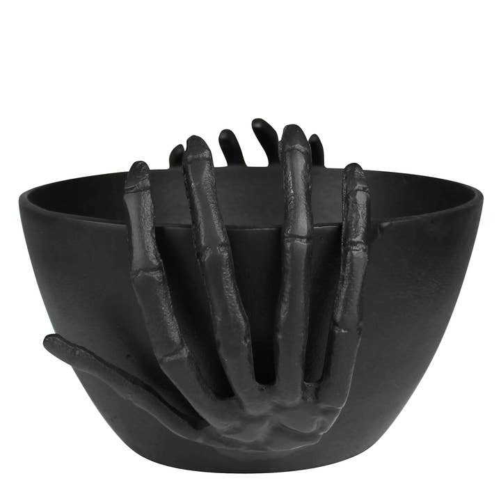 Bowl with Skeleton Hands, Black for wholesale by HomArt