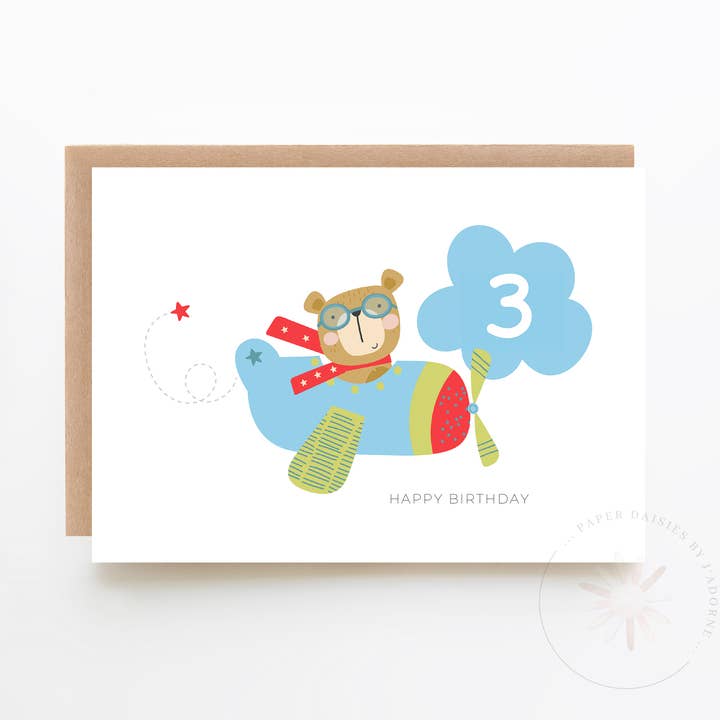 Customised Kid's Birthday Card - Flying Bear for wholesale by Paper Daisies by j'adorne