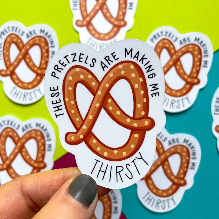 These Preztels Are Making Me Thirsty Seinfeld Vinyl Sticker for wholesale by Stone Donut Design, LLC