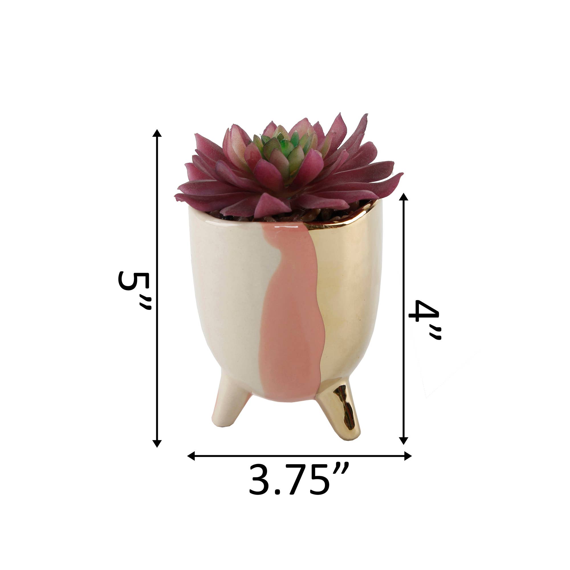 Flora Bunda Inc – wholesale Artificial plant – 3.75" 3-TONE FOOTED CERAMIC Artificial Succulent  (SM)3