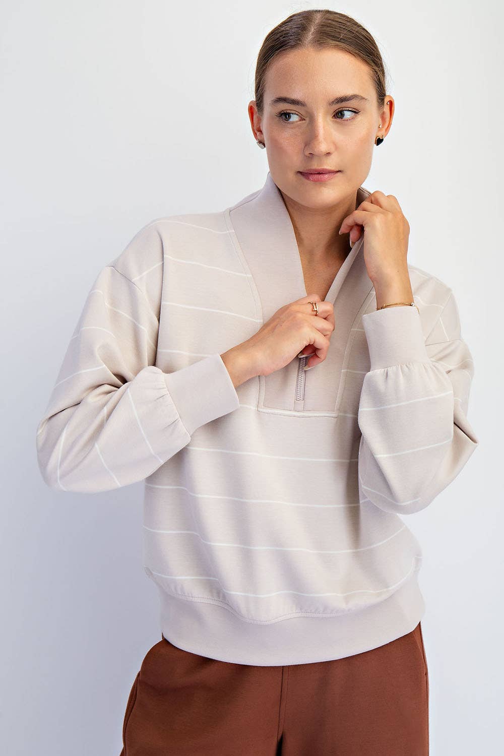 Rae Mode - Wholesale Jacket - Women's - MODAL SCUBA STRIPE V-NECK JACKET12