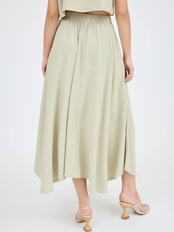 Blu Pepper - Wholesale Skirt - Women's - PLEATED HANDKERCHIEF LINEN MAXI SKIRT