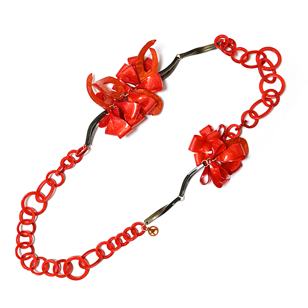 AMORINO SRL - Wholesale Beaded/Pearl Necklace - LONG RESIN NECKLACE WITH RINGS AND CHARMS - FT24184A4817