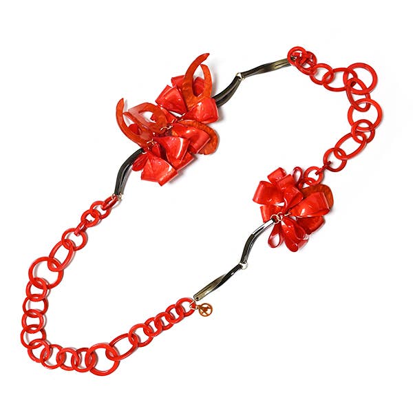 LONG RESIN NECKLACE WITH RINGS AND CHARMS - FT24184A481 for wholesale by AMORINO SRL