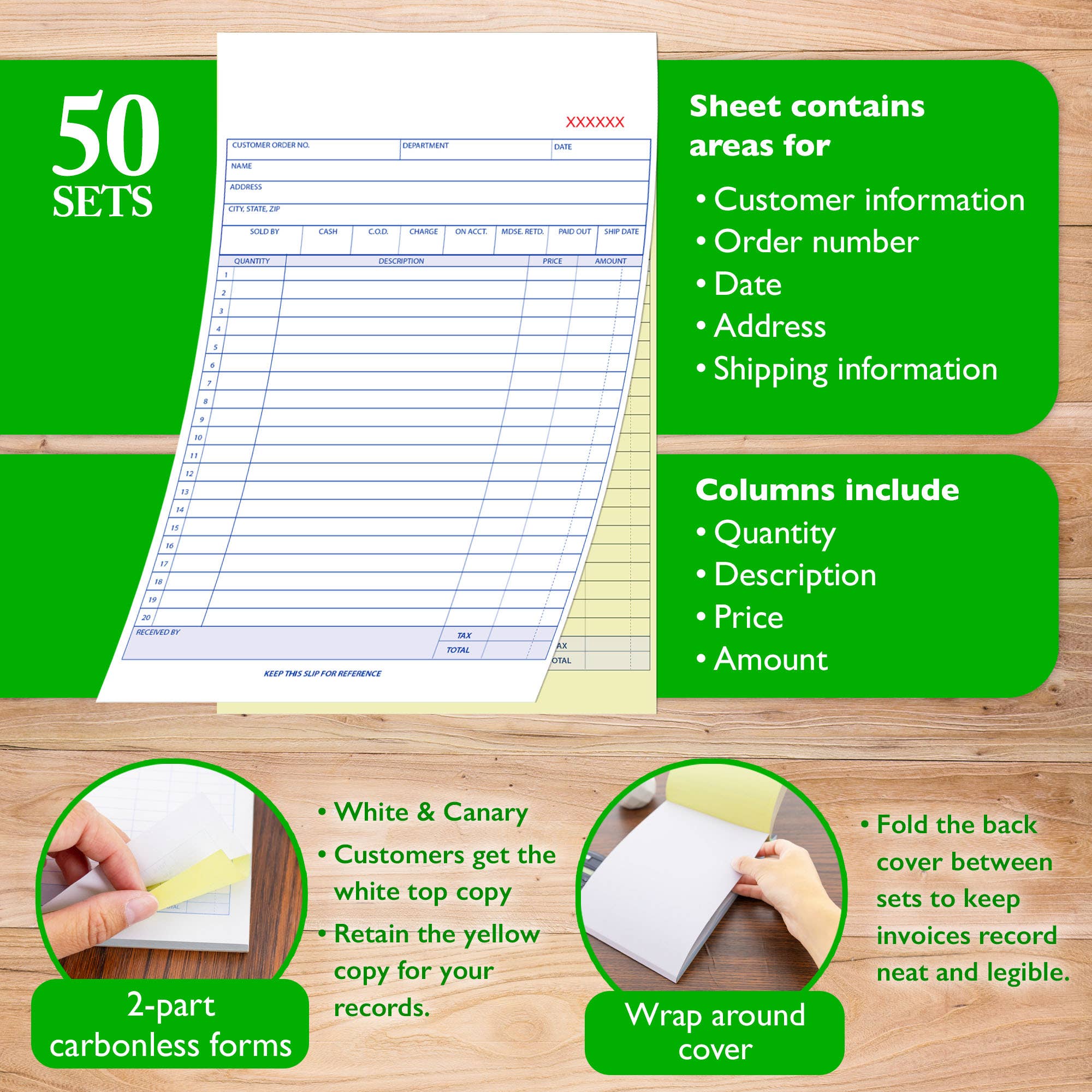 BAZIC Products - Wholesale Display Book - Sales Order Book 2-Part Carbonless (50 Sets)2