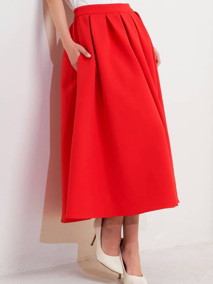 Ein solider gewebter Midirock - FK1206 für den Großhandel von FLYING TOMATO