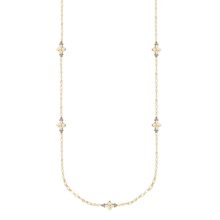 Believer Cross Station Necklace in Gold for wholesale by Natalie Wood Designs