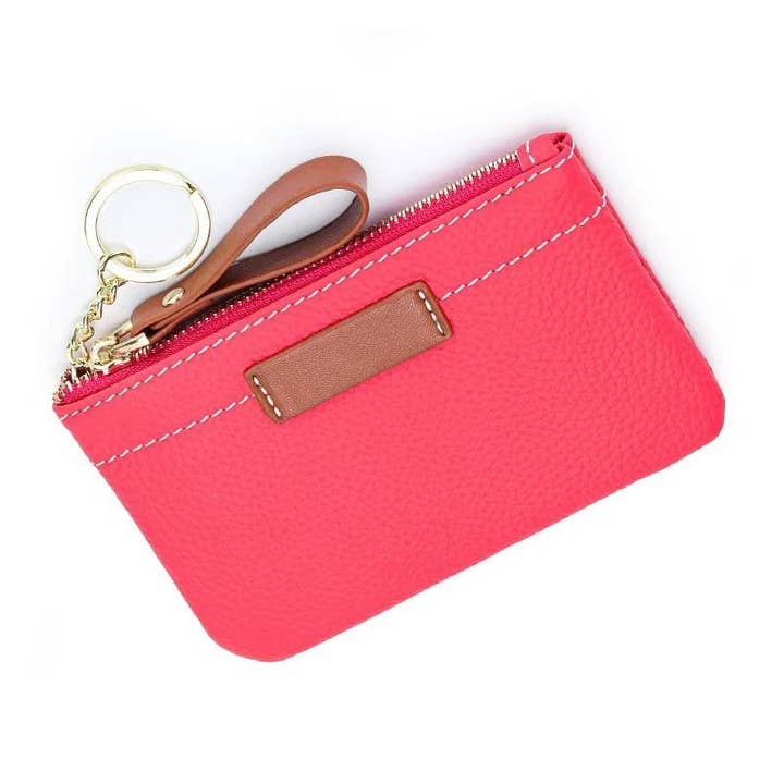 Strathurie – wholesale Purse/bag accessory – Women’s – Leather Purse with Brown Contrasting Colour in Bright Pink