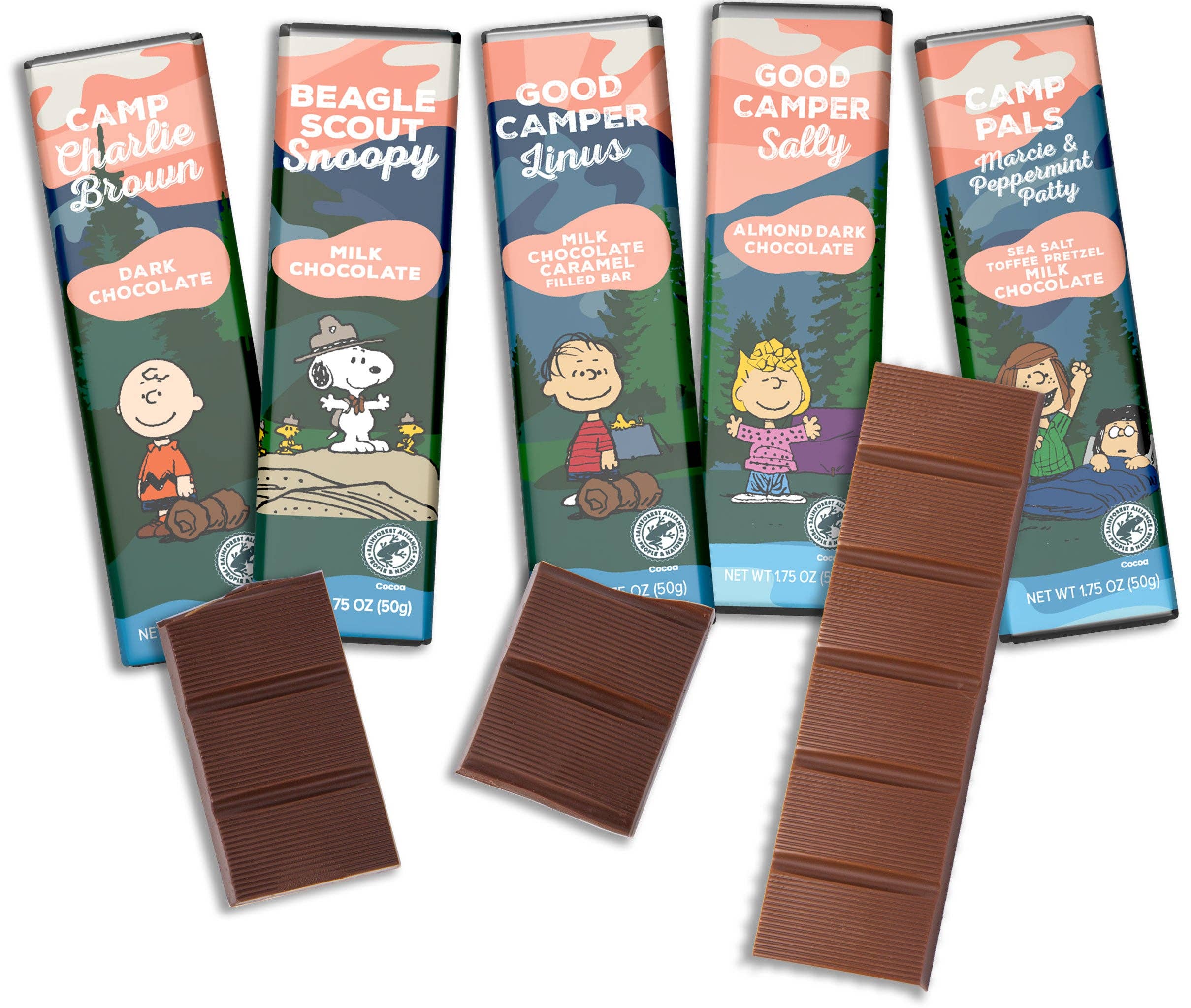 Astor Chocolate Corp. - Wholesale Chocolate Bar - Peanuts® Camp Snoopy Assorted 5 Bar Pack0