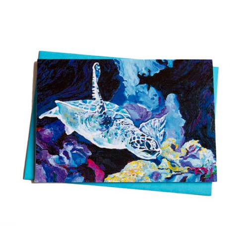 Turtle In Flight Note Card for wholesale by Kim Rody Creations LLC