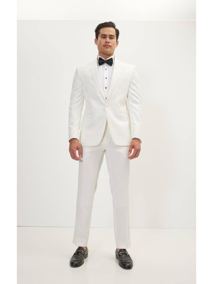 Men's Contrast Placket Lace Tuxedo - White for wholesale on Faire7