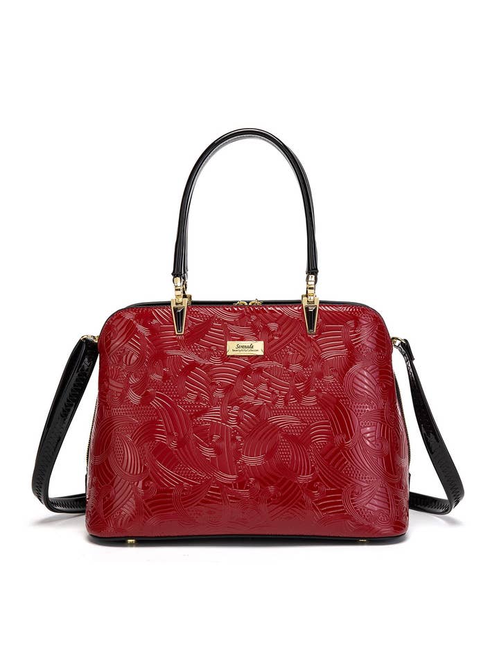 AMIRA TRIPLE COMPARTMENT LEATHER BAG- SF45-8137-RED- NEW IN for wholesale by Serenade Beverly Hills Collection
