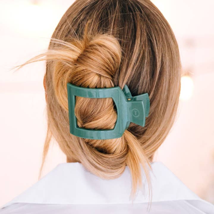 TELETIES - Wholesale Hair Clip - Women's - Square Flat Hair Clip | Medium | Mistletoe