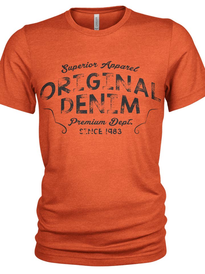 Union Made Raw Denim - Wholesale Screen Printed T-Shirt - Men's - Original Denim 100% Organic Cotton T Shirt for Men1