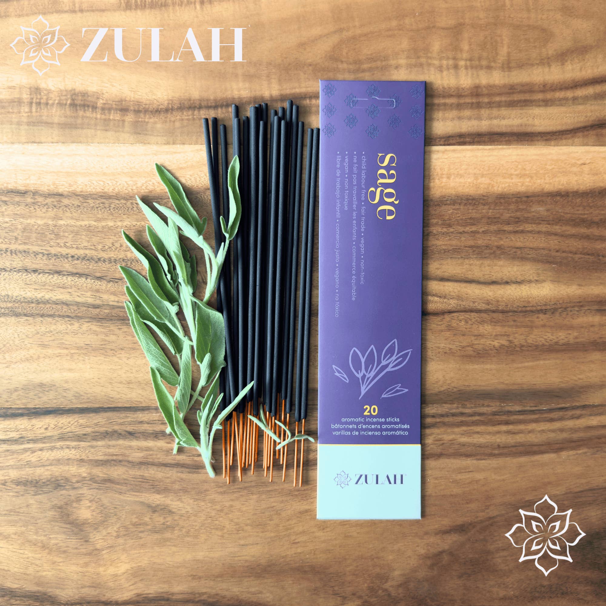 Zulah Canada - Wholesale Incense - Sage Incense, 20 sticks per pack