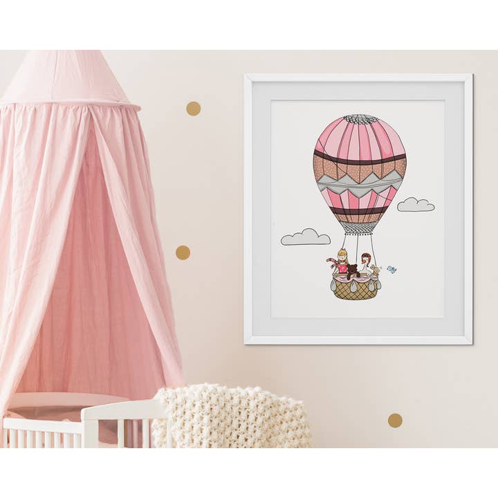 Hot Air Balloon Girl Print for wholesale by Little Sharks