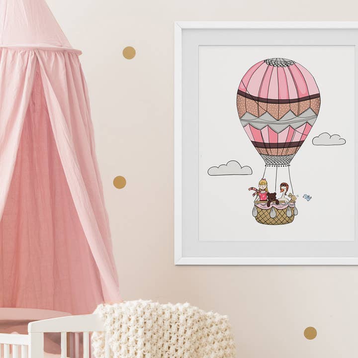 Little Sharks - Wholesale Art Print - Hot Air Balloon Girl Print