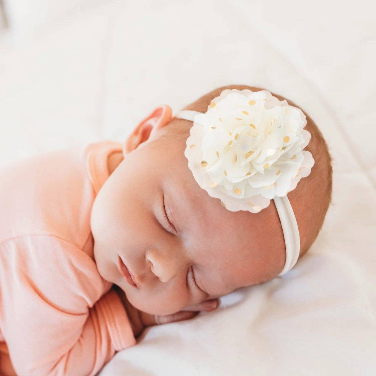 Baby Bling Bows - Wholesale Fashion Headband - Baby - GOLD DOT FLOWER SKINNY: black1