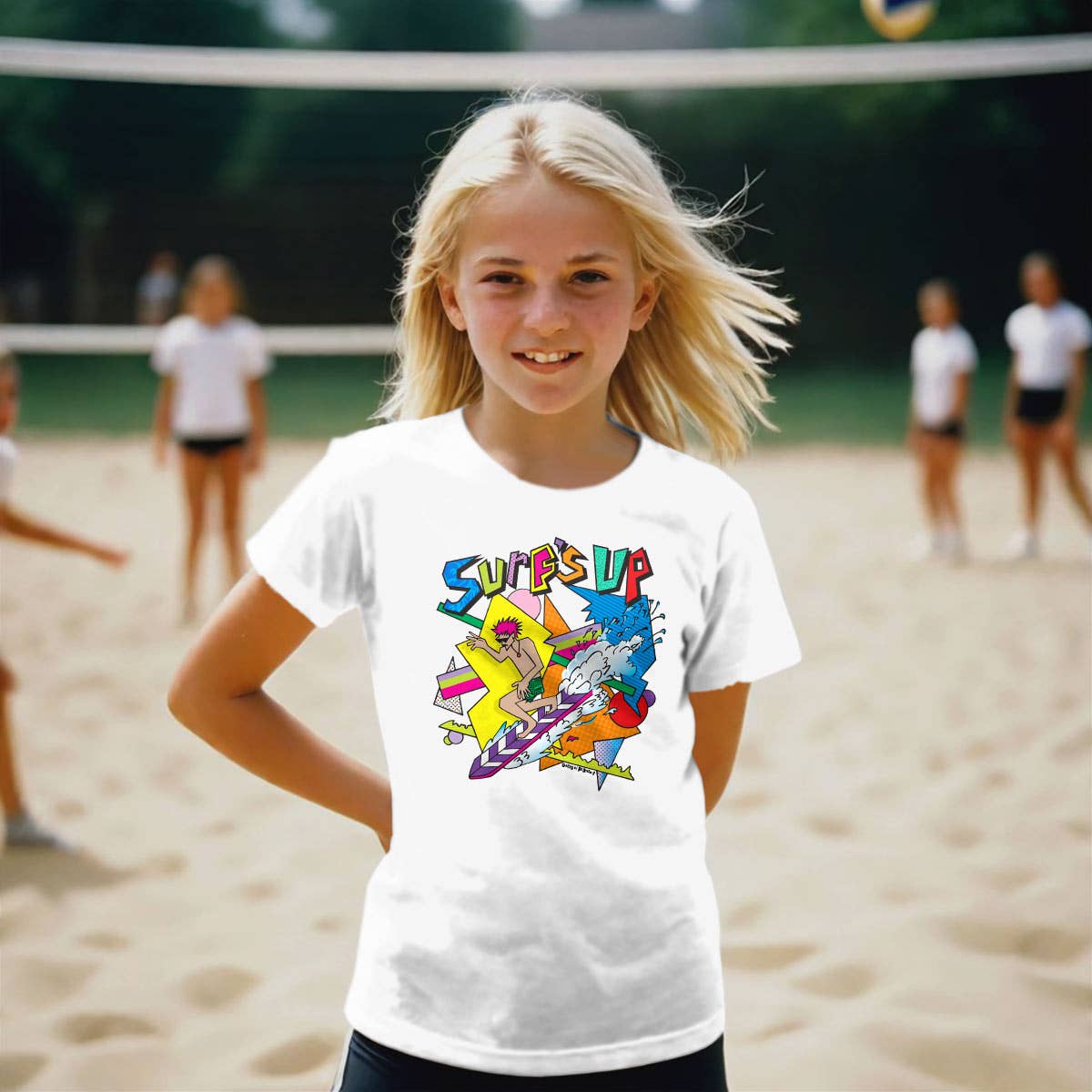 RetroPlanet - Vente T-shirt sérigraphié – enfant - T-shirt Surfs Up 80's Style Design en coton unisexe pour jeunes2