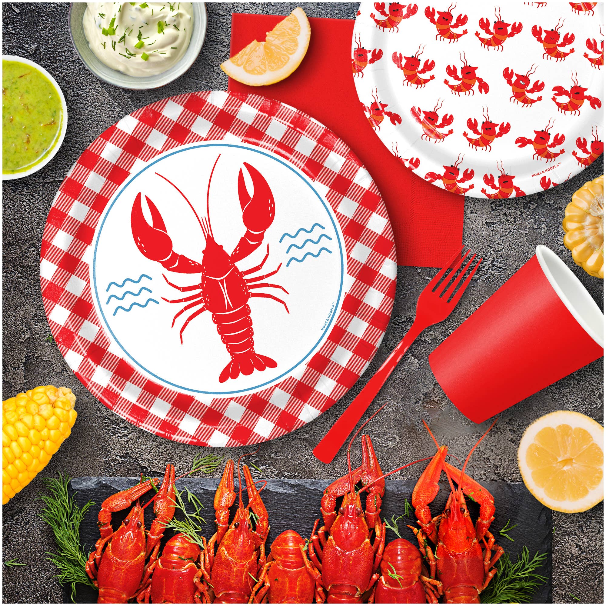 Home & Hoopla - Wholesale Disposable Plate - Crawfish Theme Party Dinner Plate (16ct)5