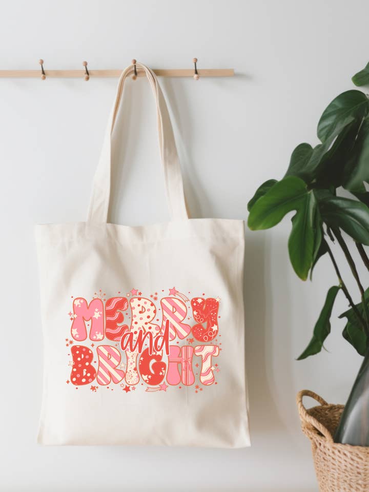 Merry And Bright Canvas Tote Bag for wholesale by EnchantingSunshine