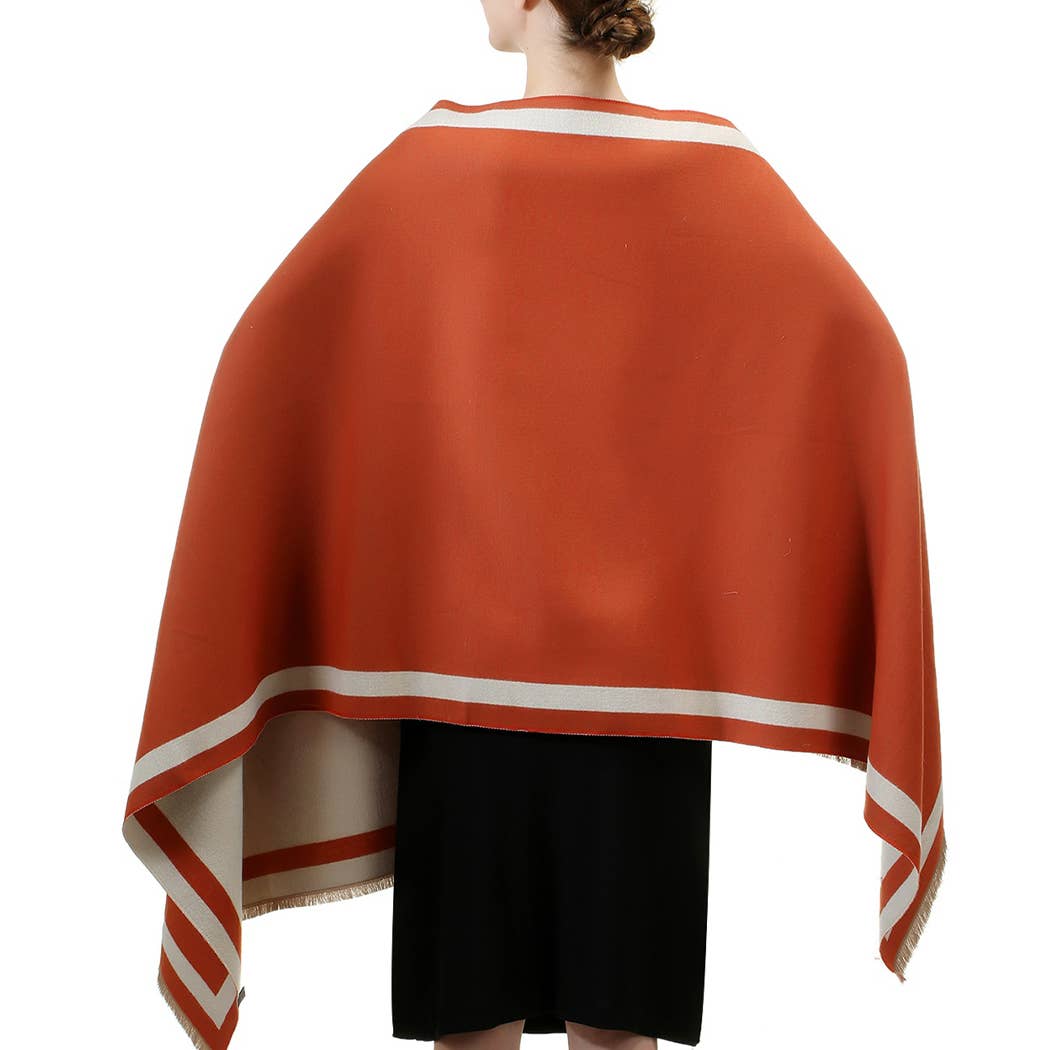 Fashion City - Wholesale Wrap - Women's - Reversible Oversized Border Cashmere Feel Shawl15