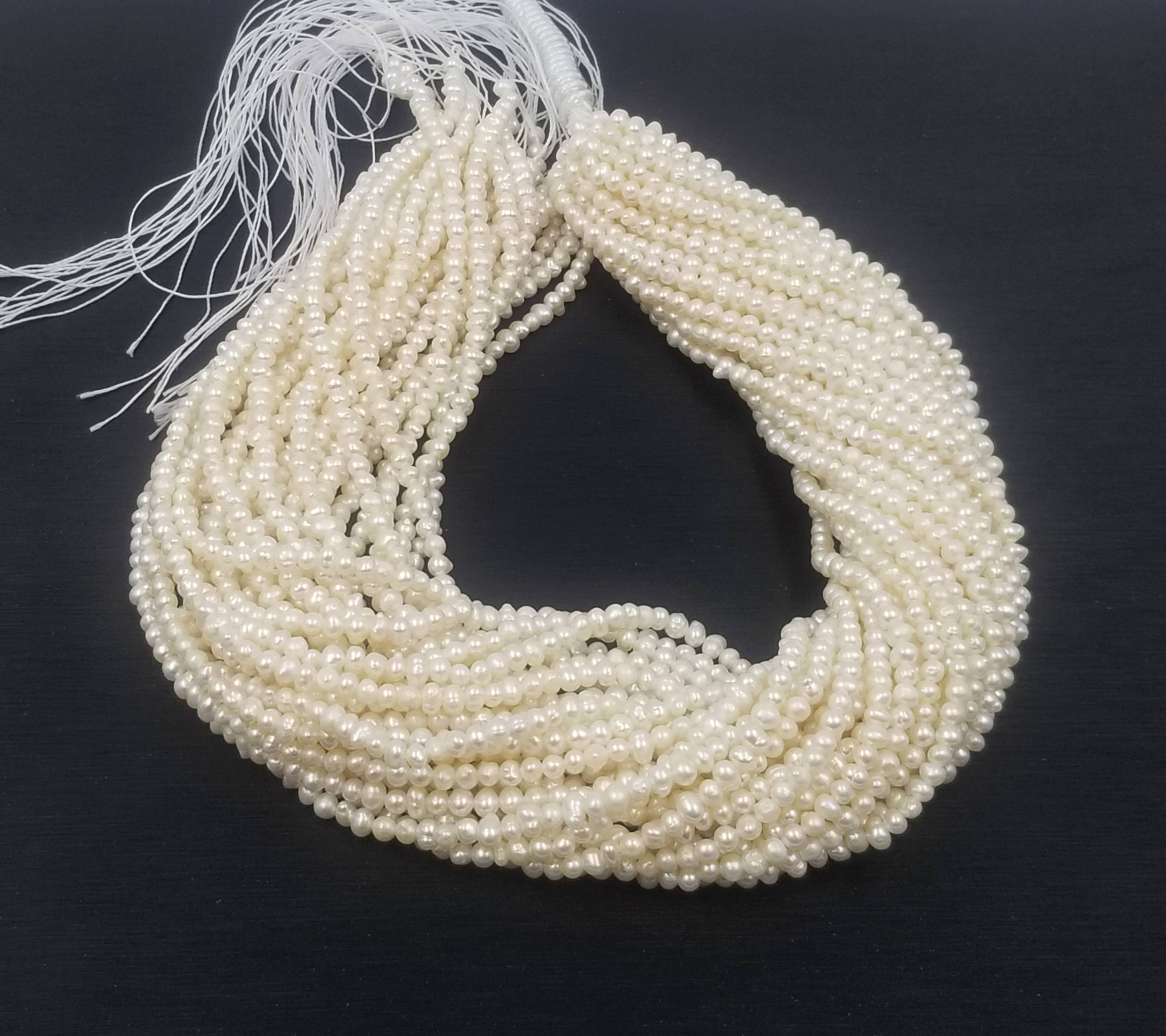Beads Creation - Vente Perle - Perles de culture d'eau douce blanches en forme de pépite, centrées PRP36620