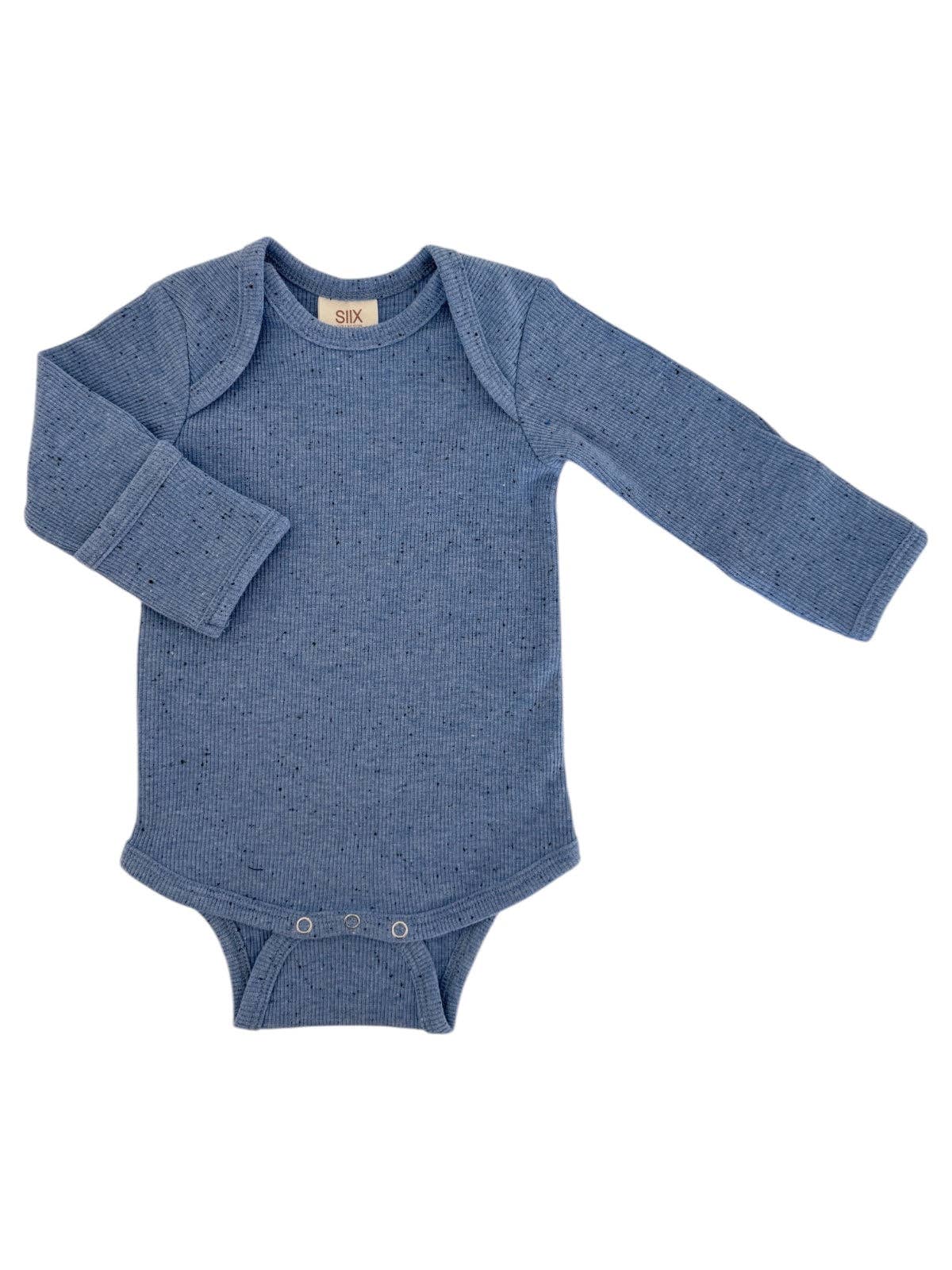 SIIX Collection - Wholesale Bodysuit (Non-Footed) - Baby - Blue Speckle / Long Sleeve Bodysuit1