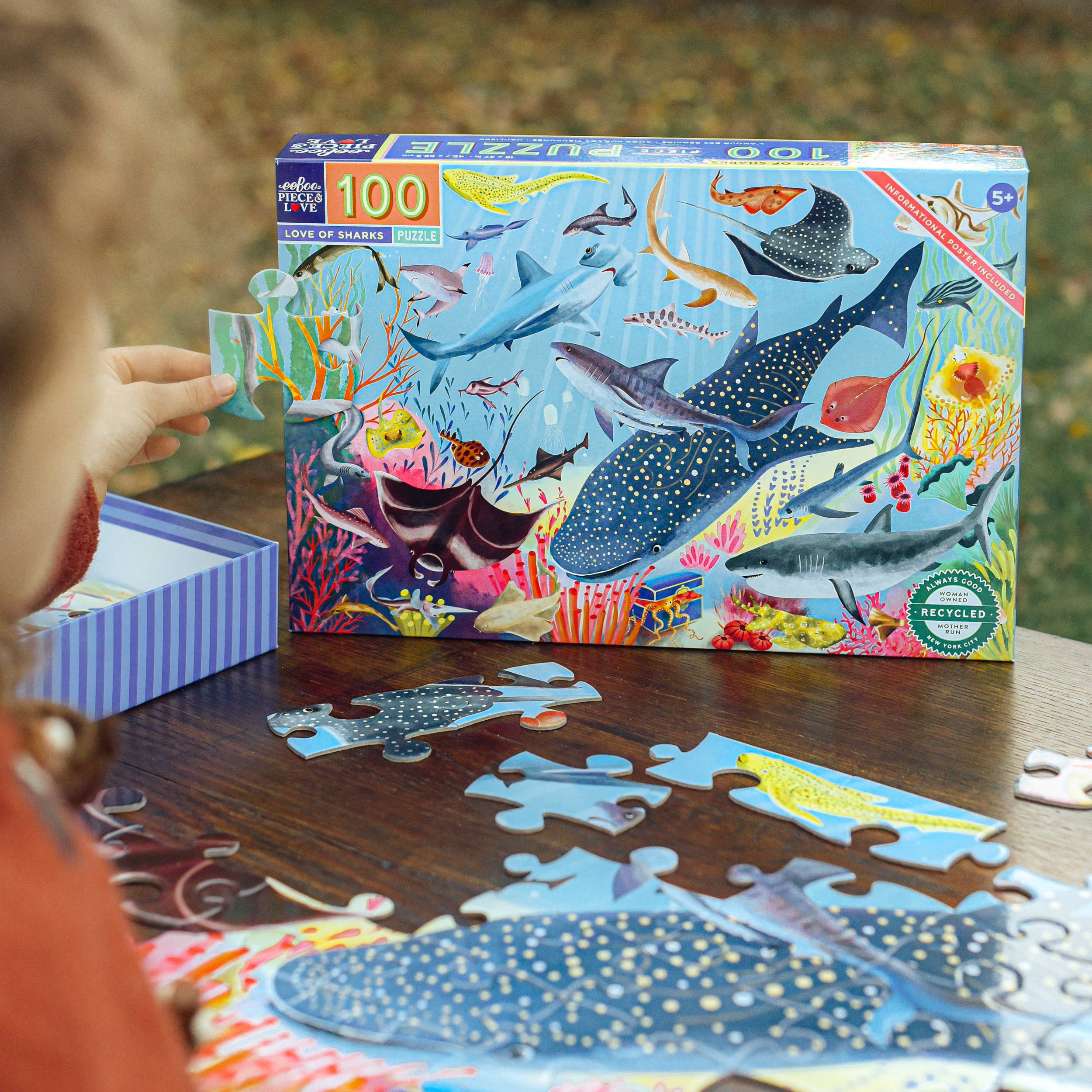 eeBoo - Wholesale Puzzle - Kids - Love of Sharks 100 Piece Puzzle3