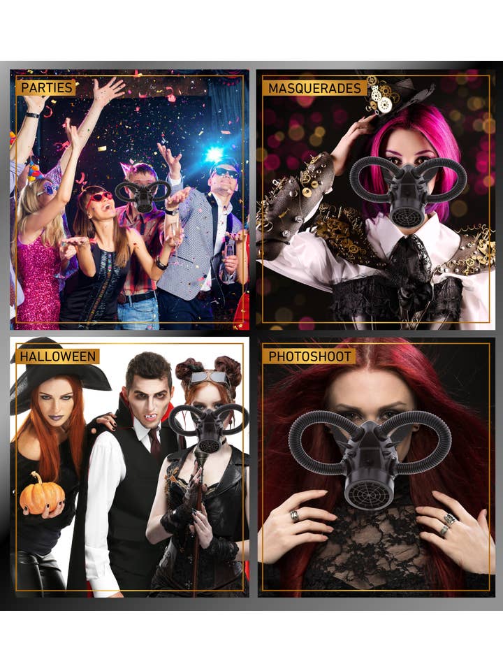 Cota Global - Vendita all'ingrosso Costume di carnevale - Bambini - Steampunk - Maschera a Gas per Bocca - Nera3