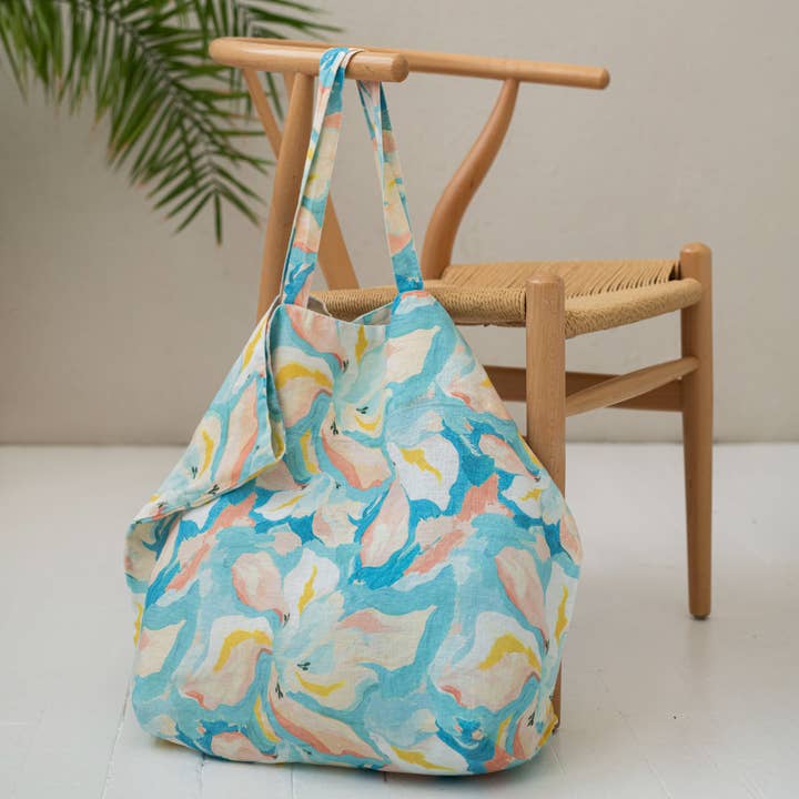Linen Tales (We cover U.S. import duties) - Wholesale Tote Bag - Women's - Pastel Iris Linen Big Bag1