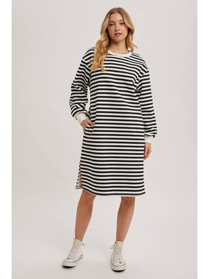 Bluivy – wholesale Klänning - Dam – RANDIG FRANSK FROTTÉ MIDIKLÄNNING19