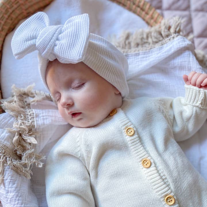 Annabelle - White Waffle Topknot for wholesale by JADE LOUISE