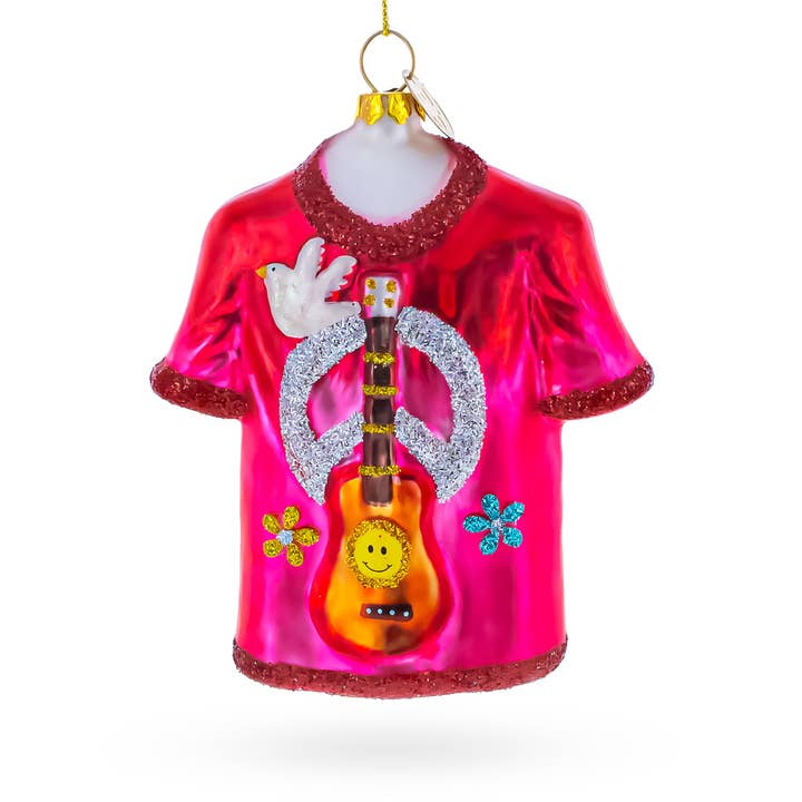 Hippie Peace & Love T-Shirt Glass Christmas Ornament and other Purchase Wholesale t shirts no tags. Free Returns & Net 60 Terms on Faire trending on Faire.