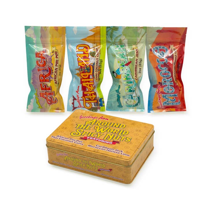 Damn, Man - Wholesale Nuts - Around the World Spicy Nuts Sampler Tin