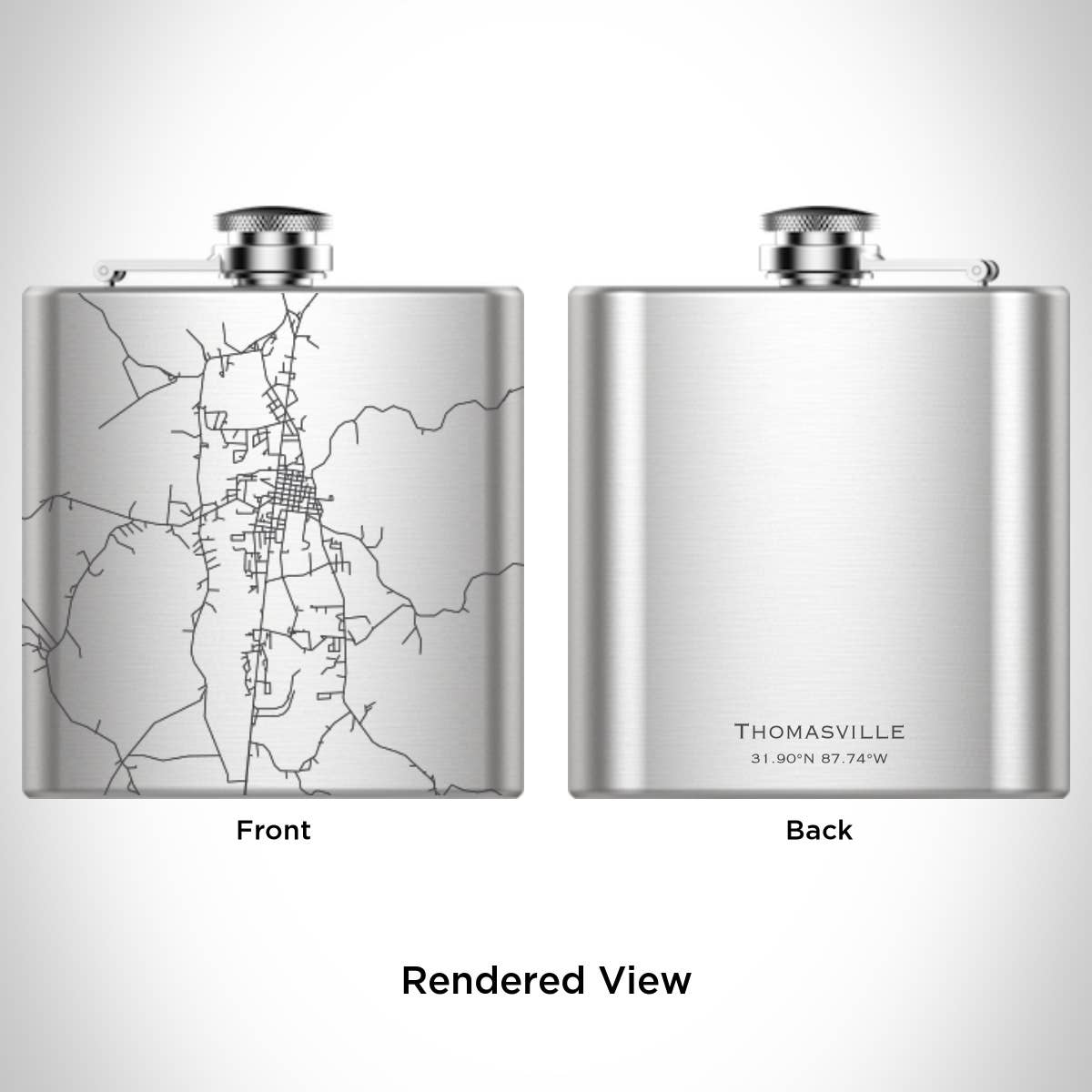 JACE.design - Wholesale Flask - Thomasville AL Map Hip Flask1