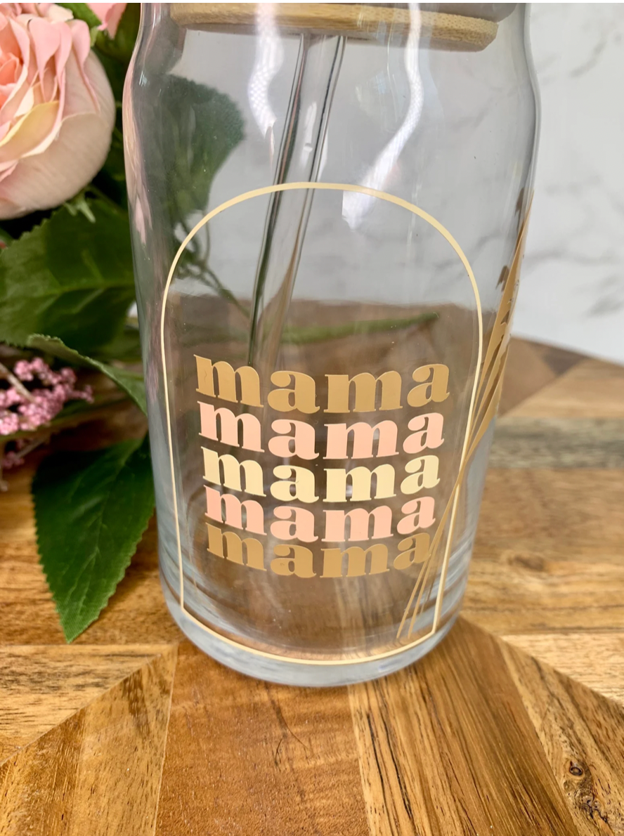 Bonita Bella Creations - Vendita all'ingrosso Bicchiere/tazza - Boho Style Mama Beer Lattina Bicchiere, Libbey Glass 16 oz o 20 oz3