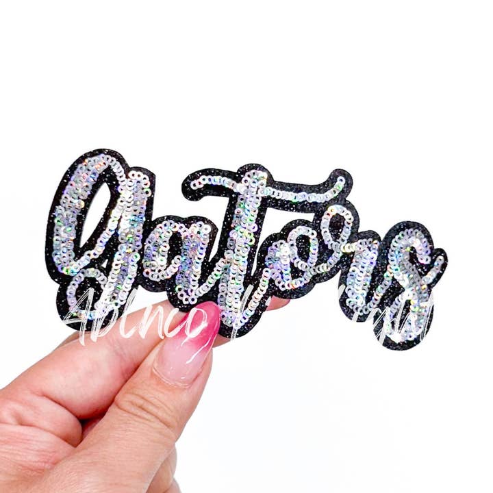 ABLNco - Wholesale Patch - Gators Lions Cursive Sequins Iron On Patch-Silver0
