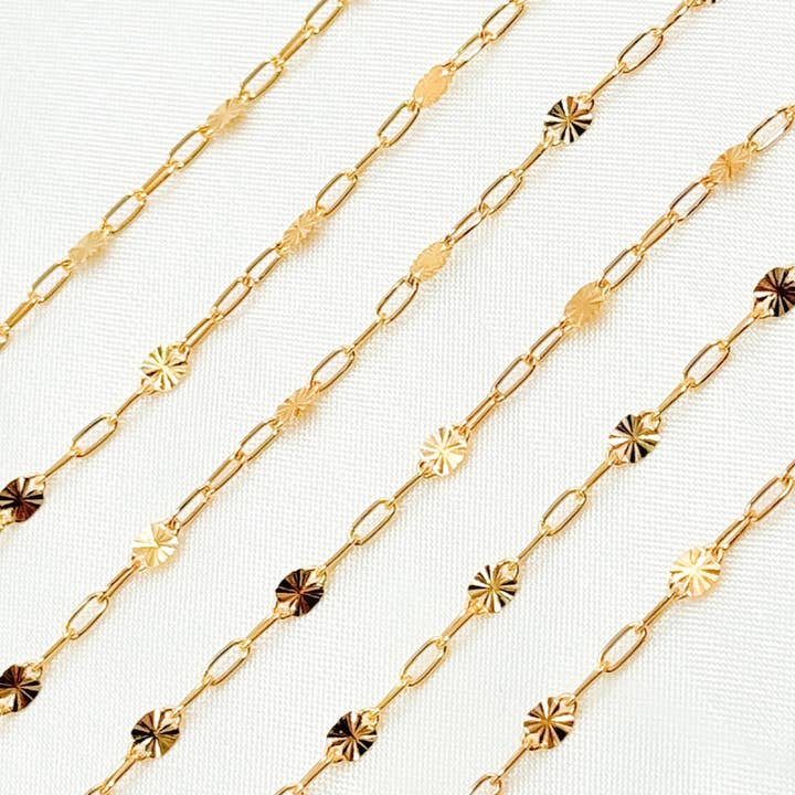 Jewels & Chains - Wholesale Link & Chain Necklace - V227GF. 14k Gold Filled Paperclip & Diamond Cut Marina Link