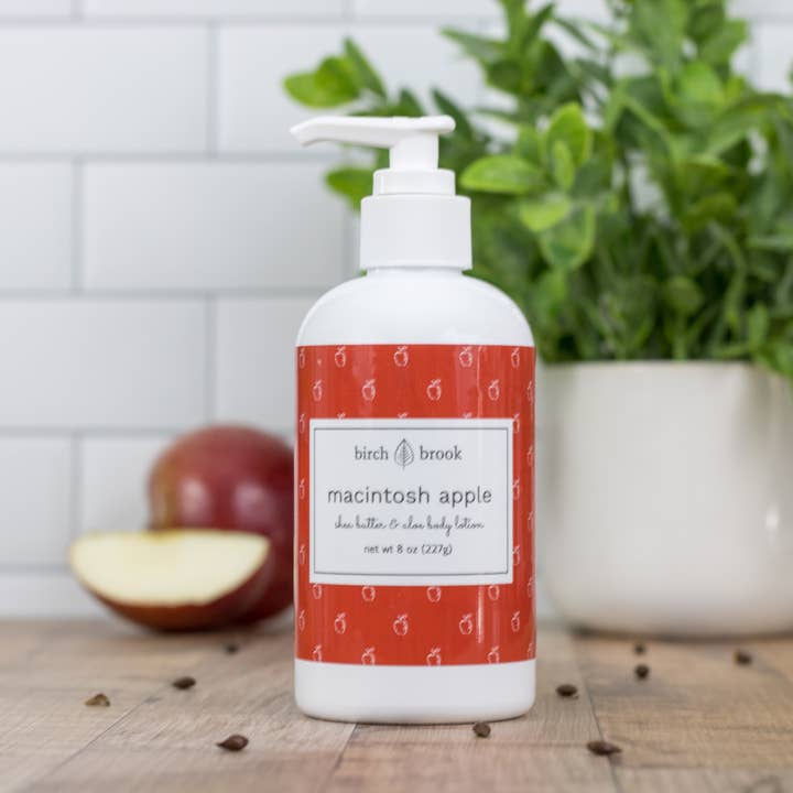 Macintosh Apple Hand and Body Lotion 8 oz for wholesale by Birch Brook Soaps