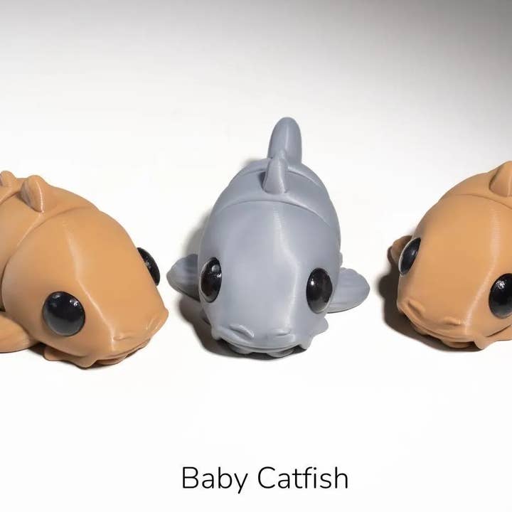 Tiny Baby Catfish 3D Printed Toy, Articulated Fidget Toy for wholesale by Great American Designs