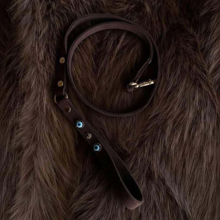 Suede Evil Eye Dog Lead | Bitter 🧿 for wholesale by Paw London